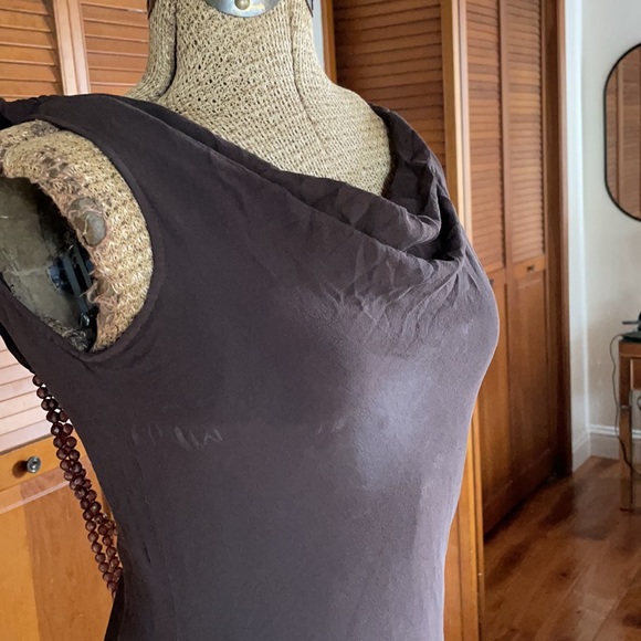 Brown Chiffon Gatsby Dress With Draping Beads | SM - Picture 12 of 16